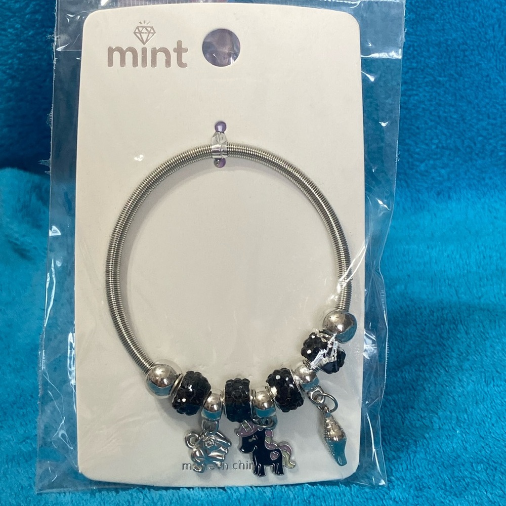 Silver and Black charm bracelet